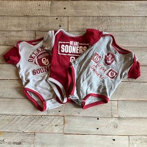 3-6 month Oklahoma Sooners onesies (set of 3)